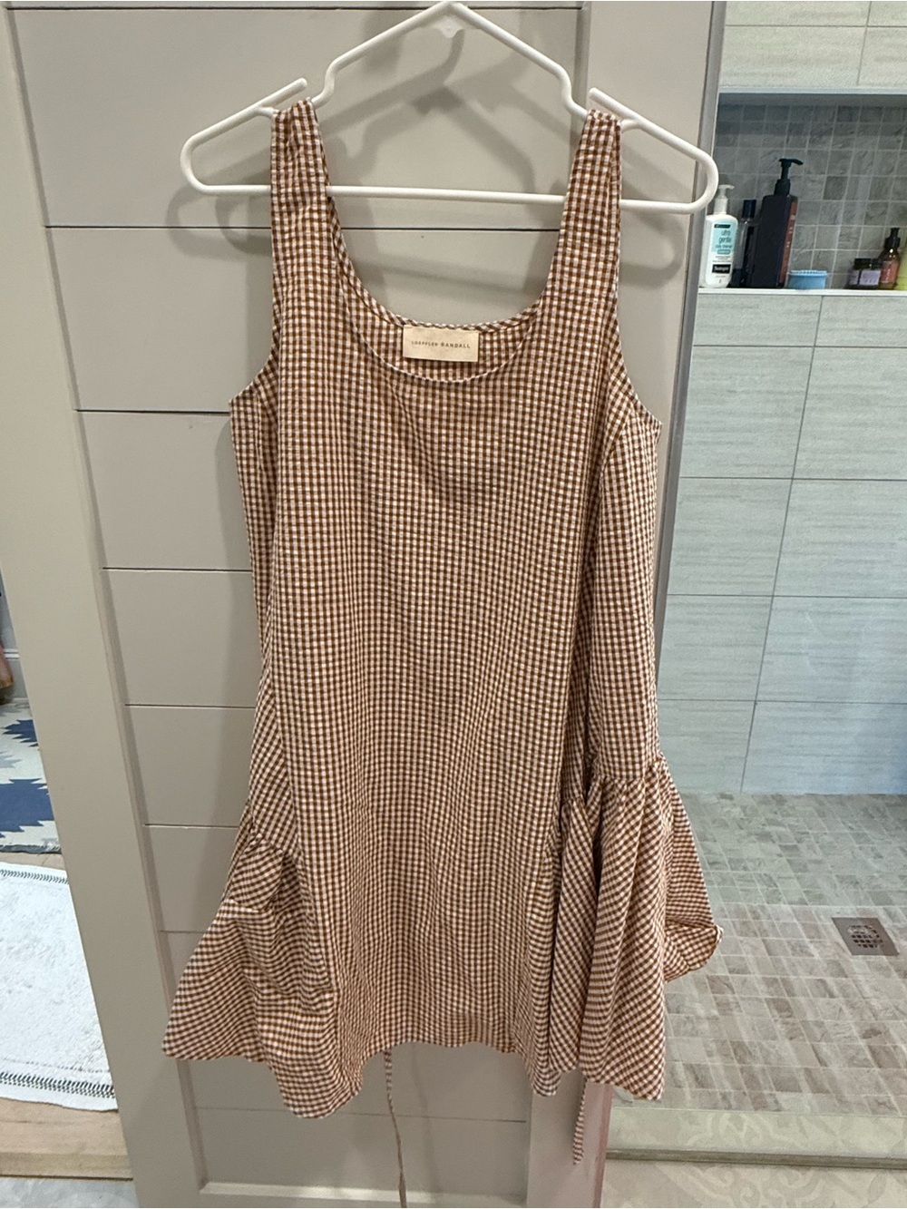 NWOT Loeffler Randall Avi Brown Gingham Mini Dress